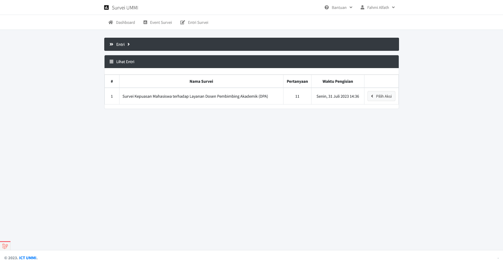 Halaman entri survei