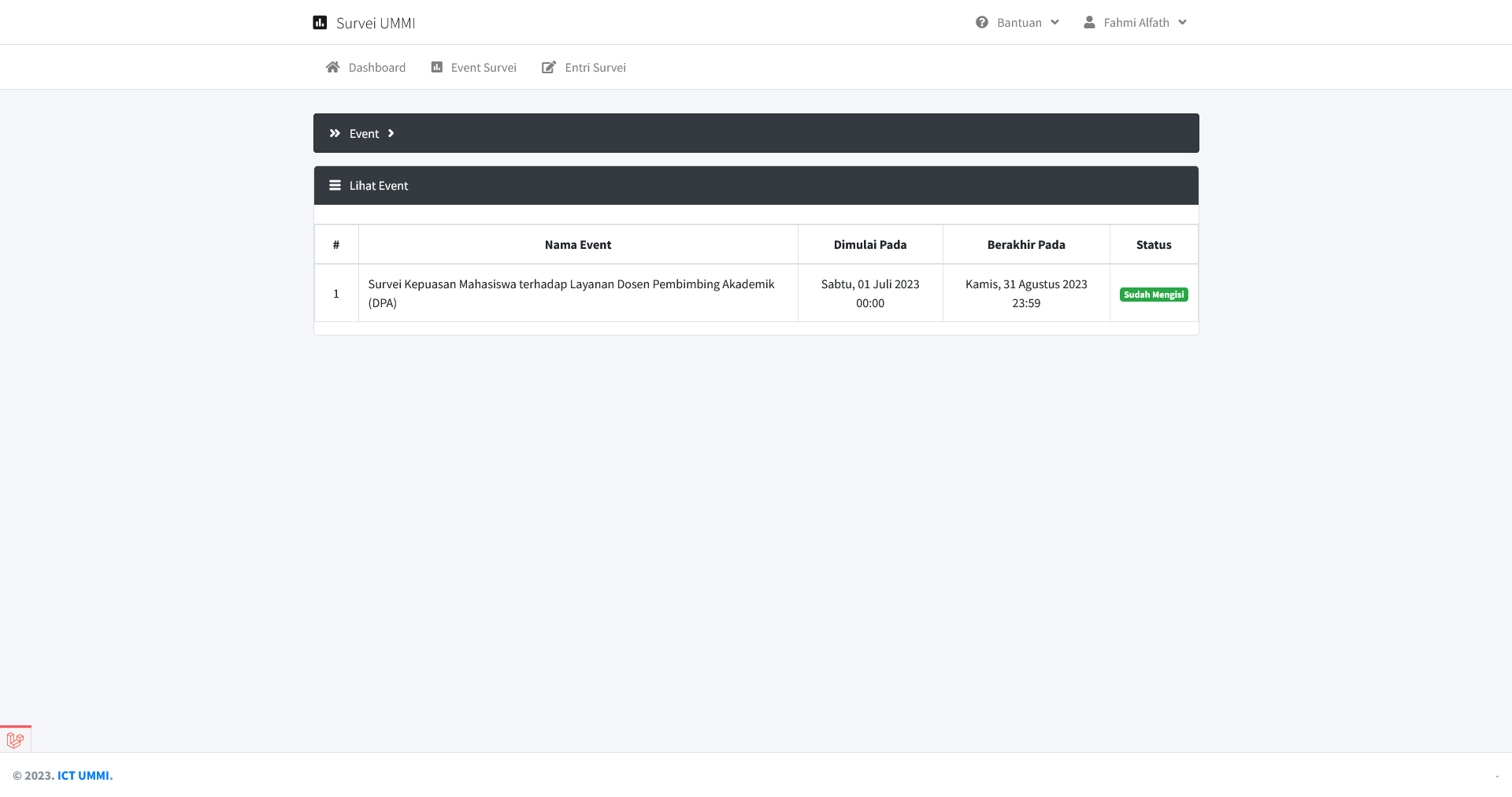 Halaman event survei