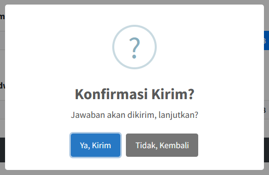 Pop-up Konfirmasi kirim entri survei